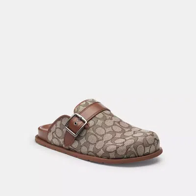 Coach Buckle Clog In Signature Jacquard In Brown
