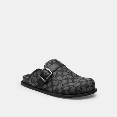 Coach Buckle Clog In Signature Jacquard In Black