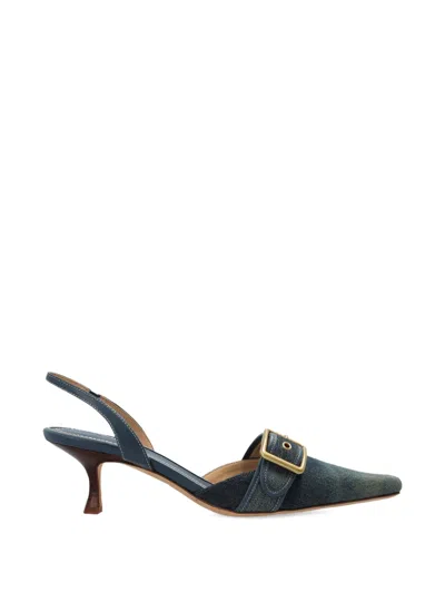 Coach Buckle-detail Heeled Pumps In Blue