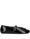 Coach Buckle Patent-leather Ballet Flats In Black