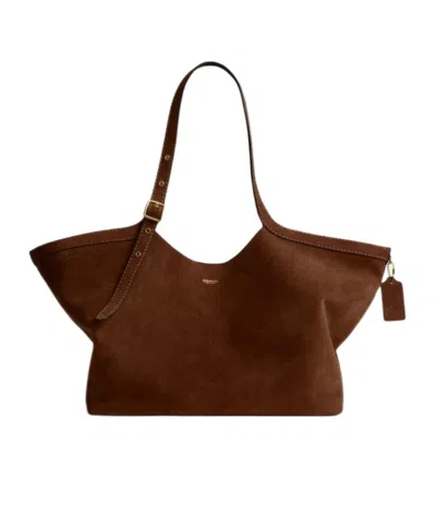 Coach Buckle-fastening Suede Tote Bag In Brown