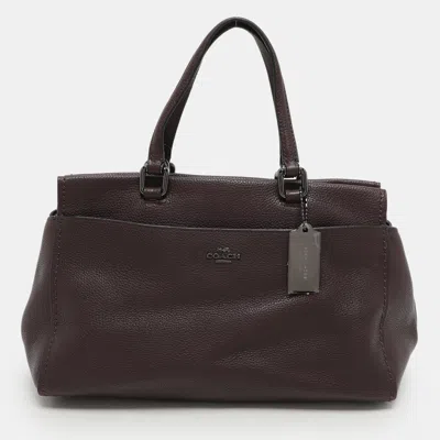 Pre-owned Coach Burgundy Leather Fulton Satchel