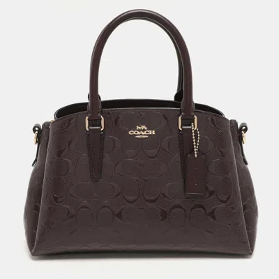 Pre-owned Coach Burgundy Patent Leather Mini Sage Carryall Satchel