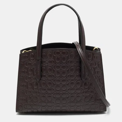 Pre-owned Coach Burgundy Signature Leather Charlie Carryall 28 Bag