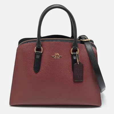 Pre-owned Coach Burgundy/black Leather Channing Carryall Satchel
