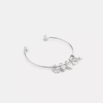 Coach Butterfly And Rexy Charm Cuff Bracelet In Gray