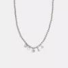 Coach Butterfly And Rexy Charm Pearl Necklace In Gray