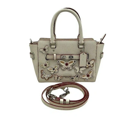 Coach Butterfly Applique Leather 2way Bag In White