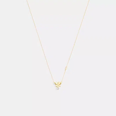 Coach Butterfly Stone Pendant Necklace In Yellow