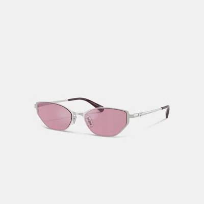 Coach C Hardware Cat Eye Sunglasses In Shiny Silver Pink