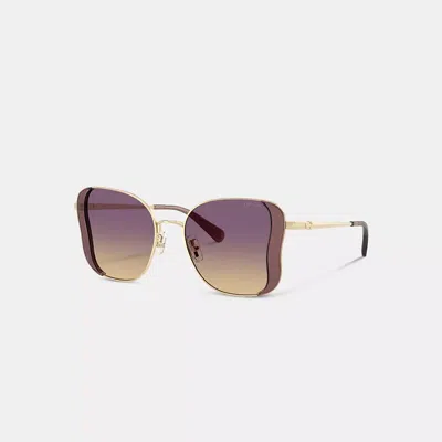 Coach C Hardware Metal Butterfly Square Sunglasses In Purple