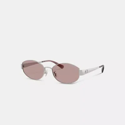 Coach C Hardware Metal Narrow Oval Sunglasses In Pink