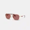 Coach C Hardware Metal Navigator Sunglasses In Neutral