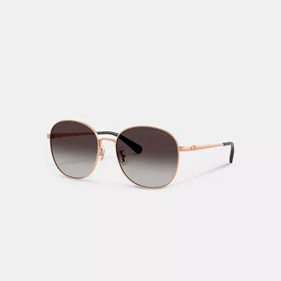 Coach C Hardware Metal Round Sunglasses In Gray