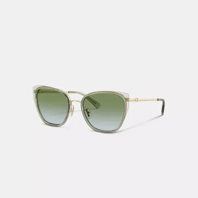 Coach C Hardware Metal Square Sunglasses In Green