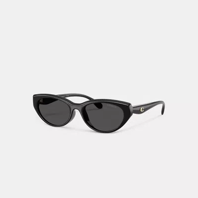 Coach C Hardware Oval Cat Eye Sunglasses In Black