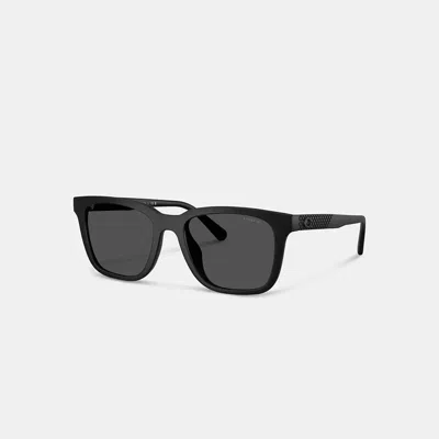 Coach C Hardware Textured Temple Square Sunglasses In Black