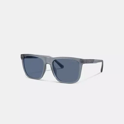 Coach C Hardware Textured Temple Square Sunglasses In Transparent Blue