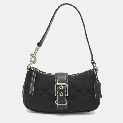 Pre-owned Coach C Soho Black Signature Canvas And Leather Shoulder Bag