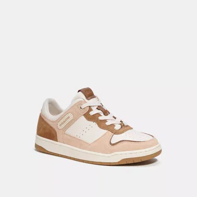 Coach Panelled Suede Leather Trainers In Chalk/beechwood