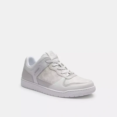 Coach C201 Sneaker In Signature Canvas In Optic White