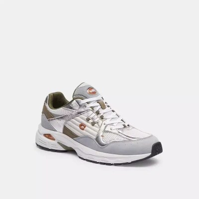 Coach C301 Trainer In Optic White/grey
