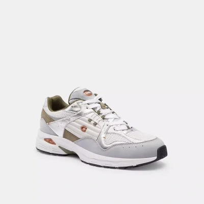 Coach C301 Trainer In Optic White/grey