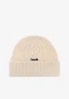 Coach Cable-knit Logo Beanie In White