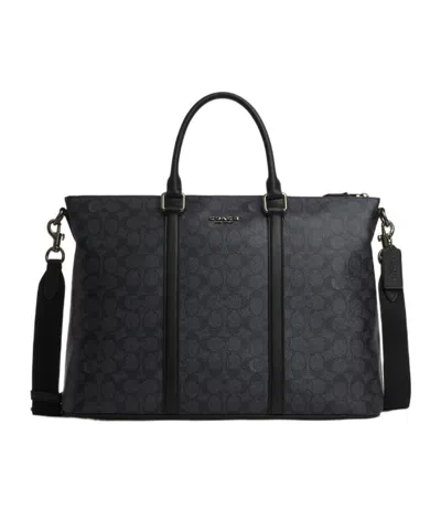 Coach Caleb Work Bag In Signature Canvas In Black