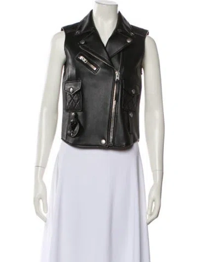 Pre-owned Coach Calf Leather Biker Jacket In Black