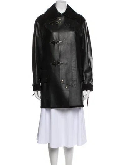 Pre-owned Coach Calf Leather Trench Coat In Gray