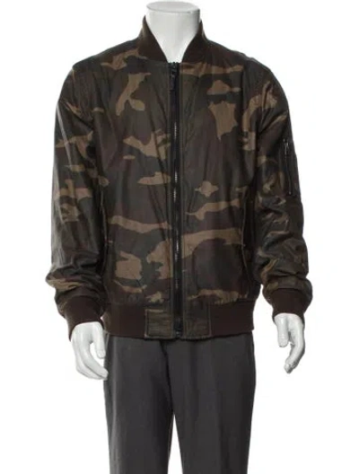 Pre-owned Coach Camouflage Print Bomber Jacket In Green