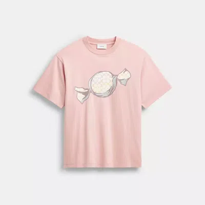 Coach Candy Relaxed T-shirt In Organic Cotton In Pink