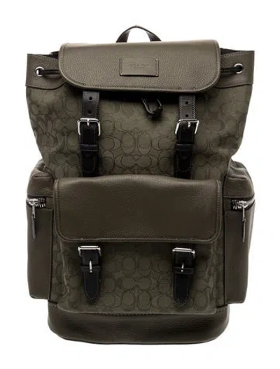 Pre-owned Coach Canvas Backpack In Green