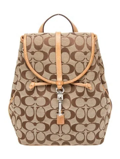 Pre-owned Coach Canvas Backpack In Neutral