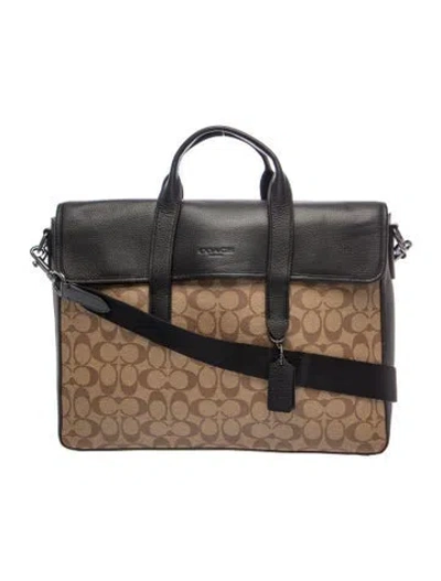 Pre-owned Coach Canvas Briefcase In Brown