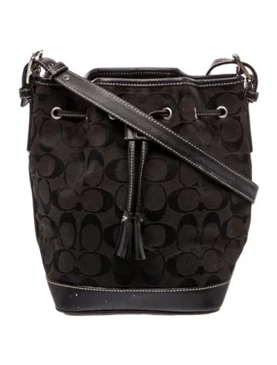 Pre-owned Coach Canvas Bucket Bag In Black