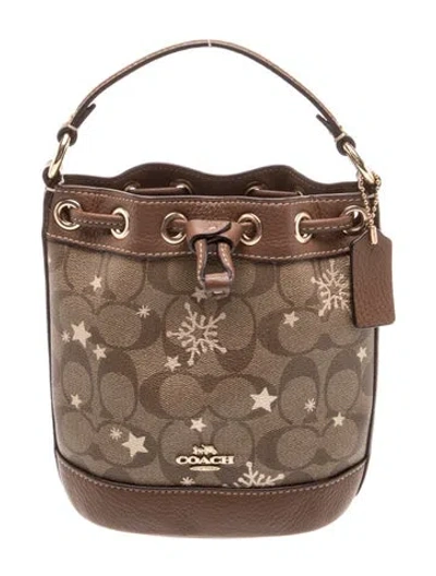 Pre-owned Coach Canvas Bucket Bag In Brown