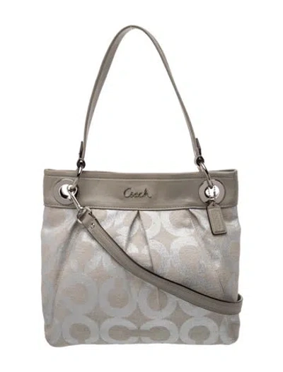 Pre-owned Coach Canvas Bucket Bag In Gray