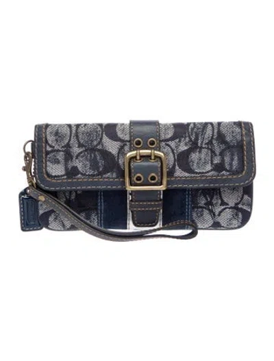Pre-owned Coach Canvas Clutch In Blue