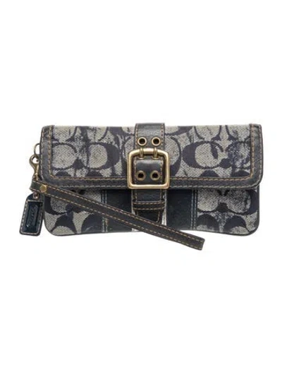 Pre-owned Coach Canvas Clutch In Gray