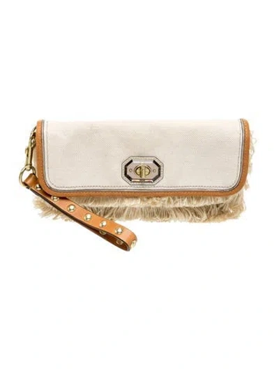 Pre-owned Coach Canvas Clutch In Neutral
