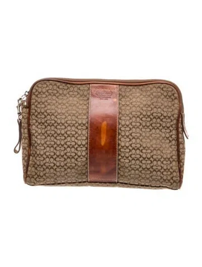 Pre-owned Coach Canvas Clutch In Neutral