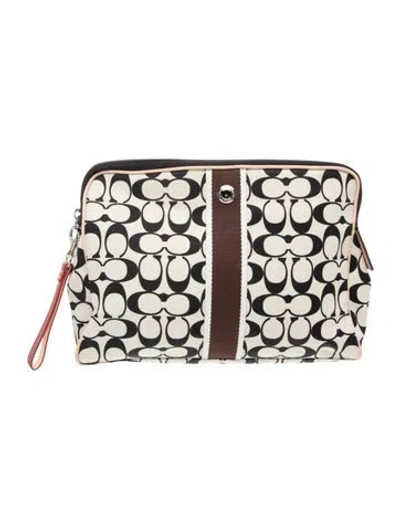 Pre-owned Coach Canvas Clutch In Neutral