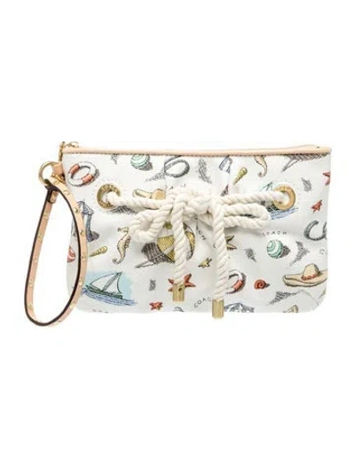 Pre-owned Coach Canvas Clutch In Neutral