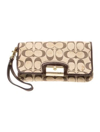Pre-owned Coach Canvas Clutch In Neutrals