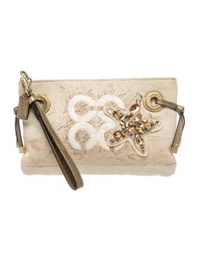 Pre-owned Coach Canvas Clutch In Neutrals