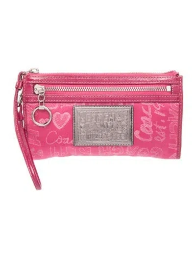 Pre-owned Coach Canvas Clutch In Pink