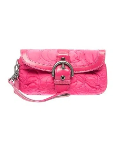 Pre-owned Coach Canvas Clutch In Pink