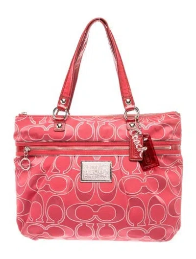 Pre-owned Coach Canvas  Loves Poppy In Pink